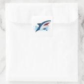 Sticker Carré requin de dessin animé (Sac)