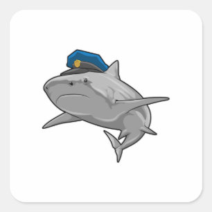 Sticker Carré Requin en tant que policier Police