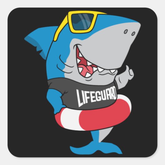 Sticker Carré Requin, maître nageur (Devant)