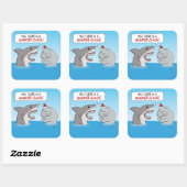 Sticker Carré Requin mignon et drôle et Manatee Claus (Feuille)
