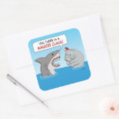 Sticker Carré Requin mignon et drôle et Manatee Claus (Enveloppe)