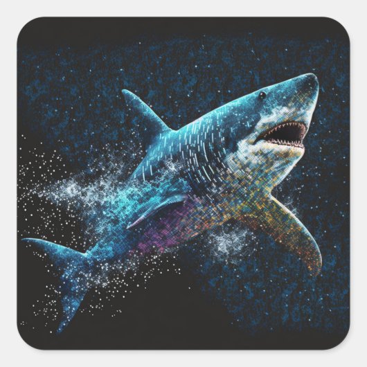 Sticker Carré Requin spatial (Devant)
