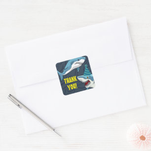 Sticker Carré Requins cachés pour l'anniversaire d'un enfant