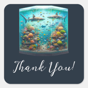 Sticker Carré Requins et poissons Aquatic Aquarium Mariage