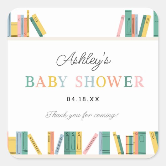 Sticker Carré Réserver thème Storybook Baby shower (Devant)