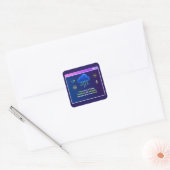 Sticker Carré Résidence de codage drôle, Hacker néon Synthwave R (Enveloppe)