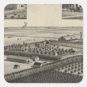 Sticker Carré Résidence d'Elliott et ferme, le comté de Rice,