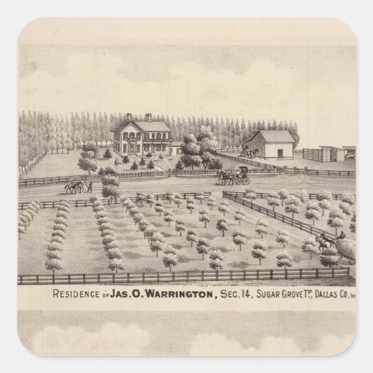 Sticker Carré Résidences et ferme de Warrington (Devant)