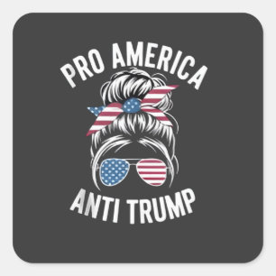 Sticker Carré Résistance au drapeau américain anti-Trump