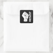 Sticker Carré Résiste avec poing - en blanc 0002 (Sac)