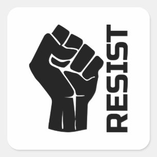 Sticker Carré Résister avec le poing - en noir 0002