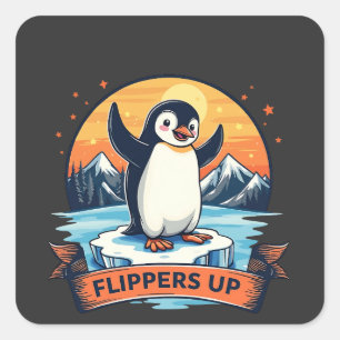 Sticker Carré Résistez À Ce Que Je Me Tiens Avec Les Pingouins A
