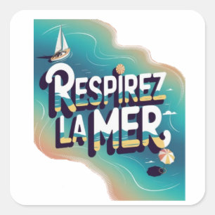 Sticker Carré Respirey la mer