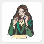 Sticker Carré Responsable au travail (Devant)