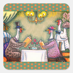 STICKER CARRÉ RESTAURANT FINE TURQUIE, GRÂCE À L'HUMOUR OISEAU