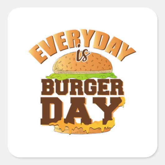 Sticker Carré Restauration rapide Burger Fromage Drôle Manger Fo (Devant)