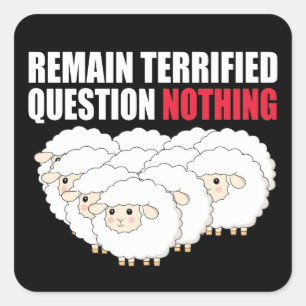Sticker Carré Rester Terrifié Question Rien Mouton