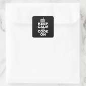 Sticker Carré Restez calme et codez (Sac)