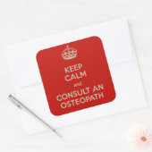 Sticker Carré Restez calme et consultez un ostéopathe (Enveloppe)