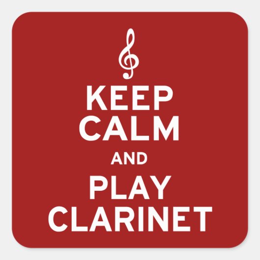 Sticker Carré Restez calme et jouez à Clarinet (Devant)