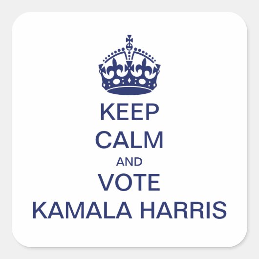Sticker Carré Restez calme et votez Kamala Harris (Devant)