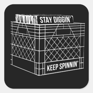 Sticker Carré Restez Diggin' & Gardez Spinnin' Vinyl Crate Digge