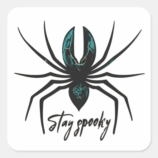 Sticker Carré Restez Éffrayant Halloween Spider (Devant)
