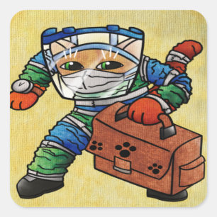 Sticker Carré Restez en alerte Sécurité Cat