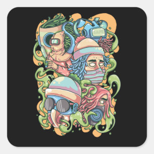 Sticker Carré Restez en sécurité