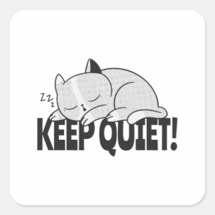 Sticker Carré Restez tranquille Lazy endormi chat