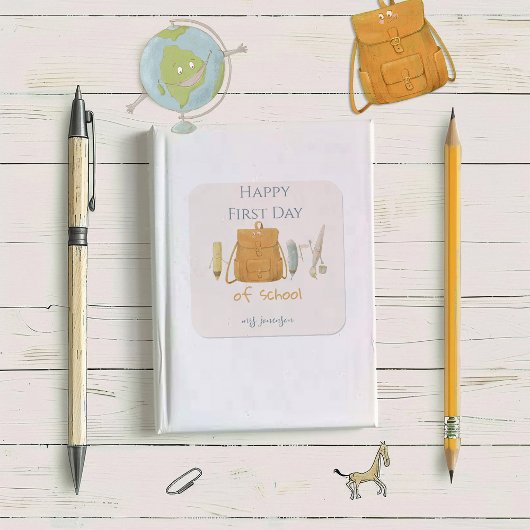 Sticker Carré Retour à l'école amis