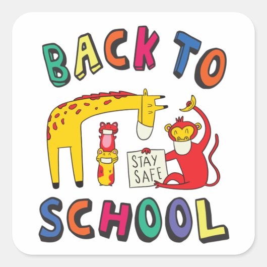 Sticker Carré Retour à l'école - Restez en sécurité (Devant)