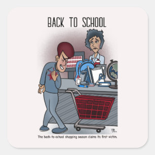 Sticker Carré Retour À L'École Shopping