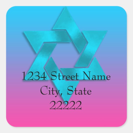 Sticker Carré Retourner l'adresse Turquoise à Pink Ombre avec ét (Devant)