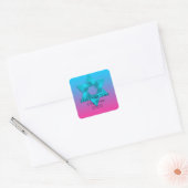 Sticker Carré Retourner l'adresse Turquoise à Pink Ombre avec ét (Enveloppe)