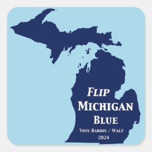 Sticker Carré Retourner Michigan Blue en 2024