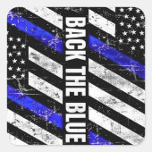 Sticker Carré Retournez l'autocollant bleu (Devant)