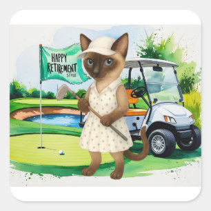 Sticker Carré Retraite de golf pour les Amoureux de les chats si