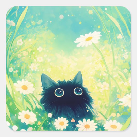 Sticker Carré Retraite Fleur de Chatons (Devant)