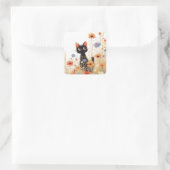 Sticker Carré Retraite Fleur du Chat Noir (Sac)