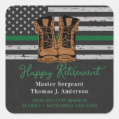 Sticker Carré Retraite militaire Cuir mince Ligne verte Armée (Devant)