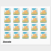 Sticker Carré Retraite paisible du capybara (Feuille)