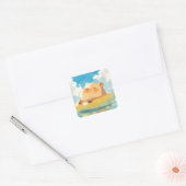 Sticker Carré Retraite paisible du capybara (Enveloppe)