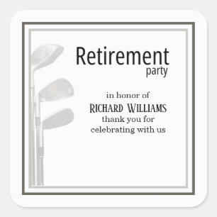 Sticker Carré Retraite Party Golf Modern Entreprise Noir Blanc