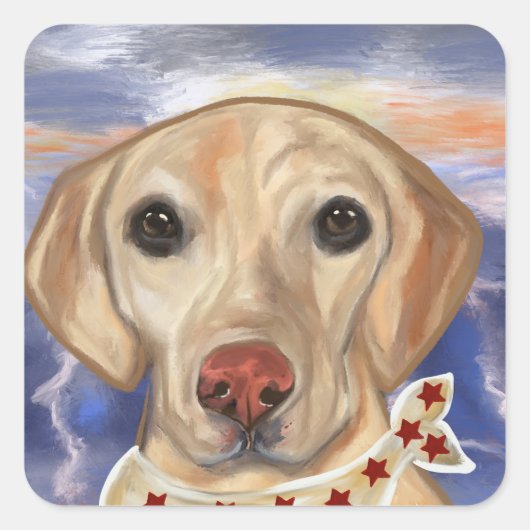 Sticker Carré Retriever du Labrador (Devant)