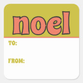 Sticker Carré Retro 1970 Noël Lettering Noel to From (Devant)