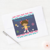 Sticker Carré Retro African American Roller Sking Anniversaire (Enveloppe)