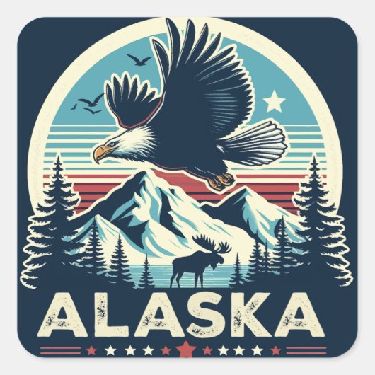 Sticker Carré Retro Alaska (Devant)