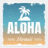Sticker Carré Retro Aloha Hawaii (Devant)