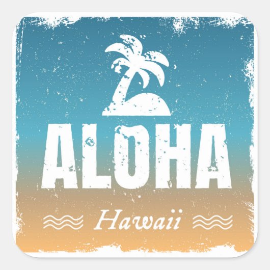 Sticker Carré Retro Aloha Hawaii (Devant)